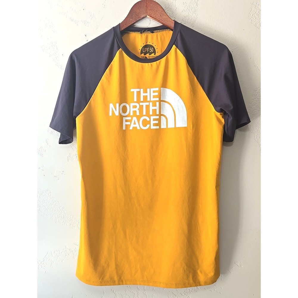 The North Face Boys XL 18/20 Orange Logo T-Shirt‎ Youth Short Sleeve UPF 50 Tee